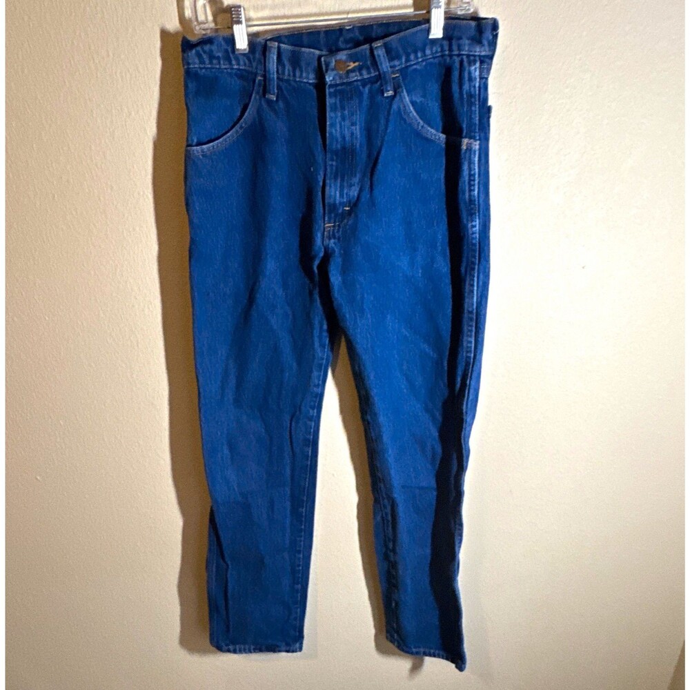 Rustler Men’s Blue Dark Wash Denim Jeans Slim Fit Straight Leg 5-Pocket Cotton